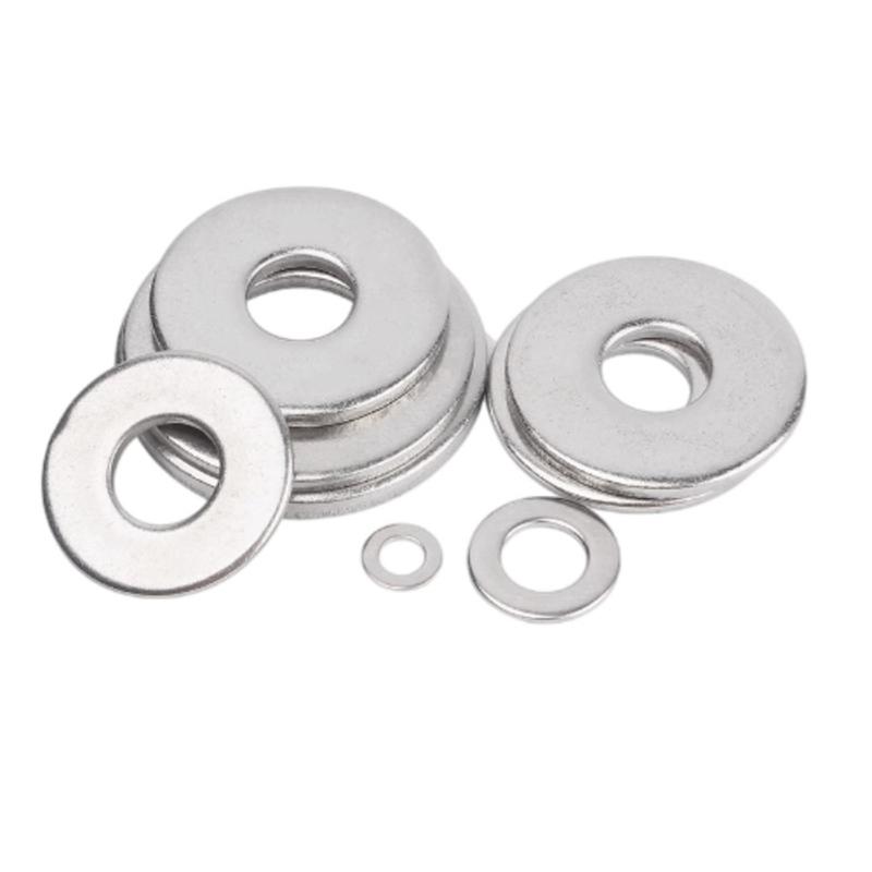 Stainless Steel Large Flat Washers, 8 Sizes Flat Washers Assortment Kit for Car Ship Assembly, Furniture