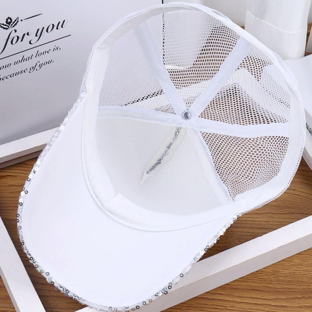 Fashion Mesh Women's Baseball Cap Breathable Butterfly Decor Sun Hat Adjustable Black Rhinestone Peaked Cap Spring Summer Autumn