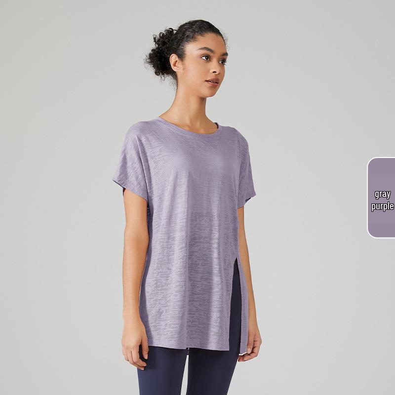 

Женская быстросохнущая футболка свободного кроя для йоги - Дышащая, с коротким рукавом, Топ для фитнеса и бега L/XL