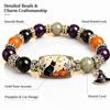 Witch Hat Pendant Beaded Charm Bracelet Black Cat Pumpkin Charm  Halloween Party Costume Jewelry