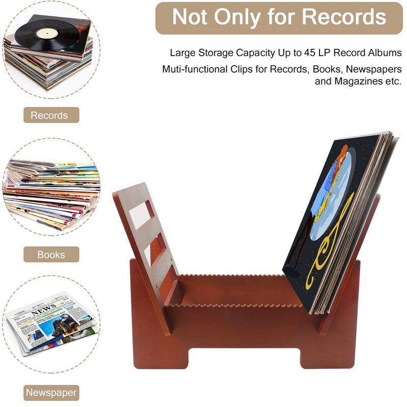 Record Holder Stand Retro Record Organizer Vintage Album Rack Table Decor For Book Files Documents Living Room Bedroom Office