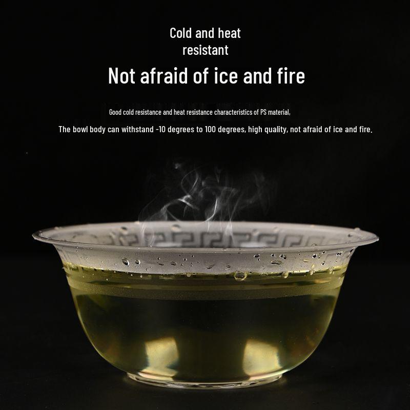 Thickened Disposable Hard Plastic Crystal Bowl - Food-Grade Hot Pot & Soup Safe