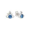 Vivienne Westwood Silver Sphere Pattern With Denim Blue Square Zirconia Brass Earrings Women Earrings 62010070-02P168-SM