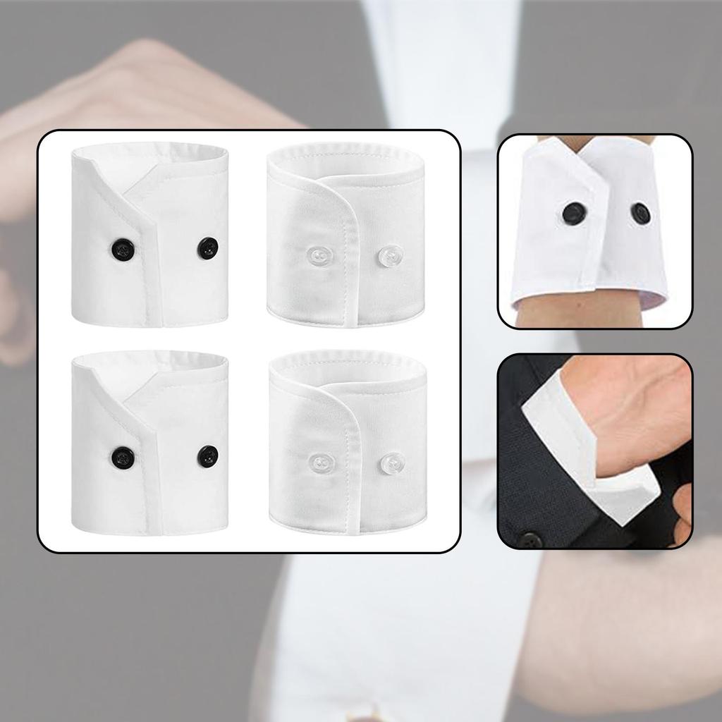 2 páry bílých manžet na košili Módní Elegantní Odnímatelné pro Oblek Kabát Blůzu Svetr