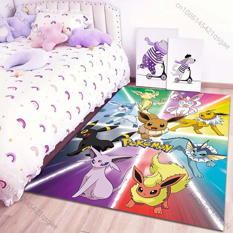 Classic 17 Styles P-Pokemon Eevee Cartoon Carpets Rug for Living Room Bedroom Bedside Floor Mat Area Rug Home Decor Potdemiel
