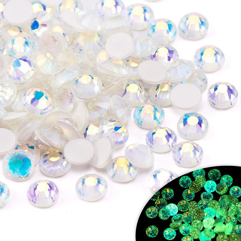 Glass Flat Bottom Luminous Diamond Diy Nail Drill Nail Decoration Fluorescent Drill Mobile Phone Case Decorative Rhinestone