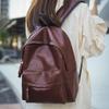 Vintage Soft Leather Schoolbag Women's Commuter Travel Backpack