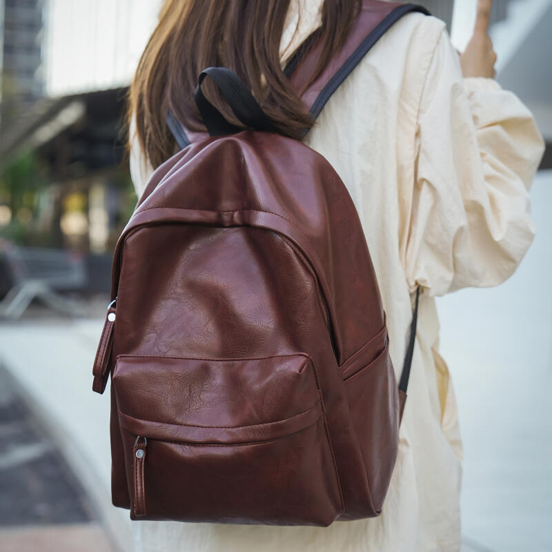 Vintage Soft Leather Schoolbag Women's Commuter Travel Backpack