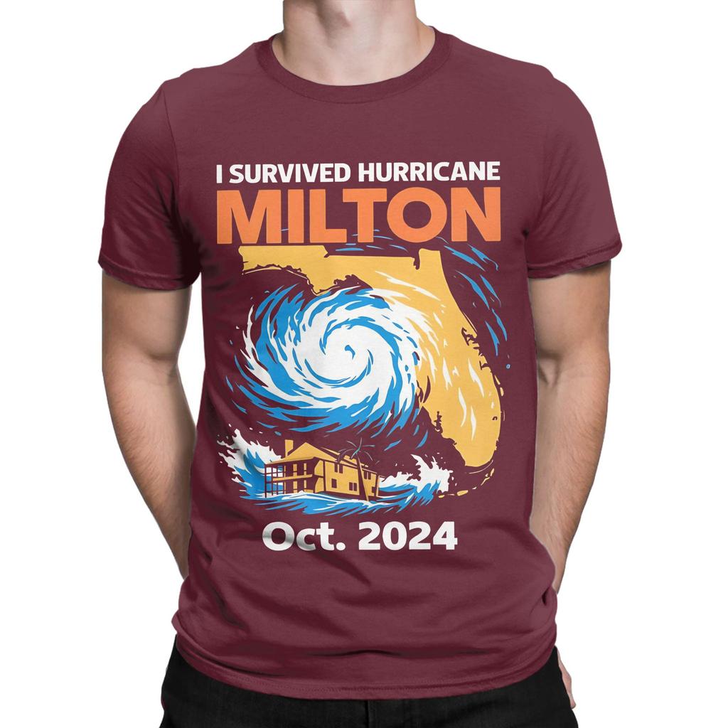 I Survived Hurricane Milton Florida Oct 2024 Novelty Graphic 100 Cotton TShirt Hurricane Tops Tees For Unisex