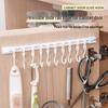 Sliding Hanging Hook Rack for Cabinet Doors, No-Drill Adhesive Rail for Spoons, Spatulas, and Kitchen Tools