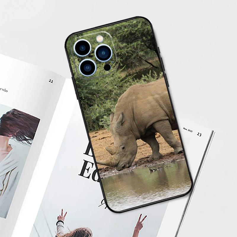 Animal Rhino Phone Case For iPhone 11 12 13 14 15 Pro Max Plus 12 13 Mini 7 8 SE X XR XS MAX Cover Shell