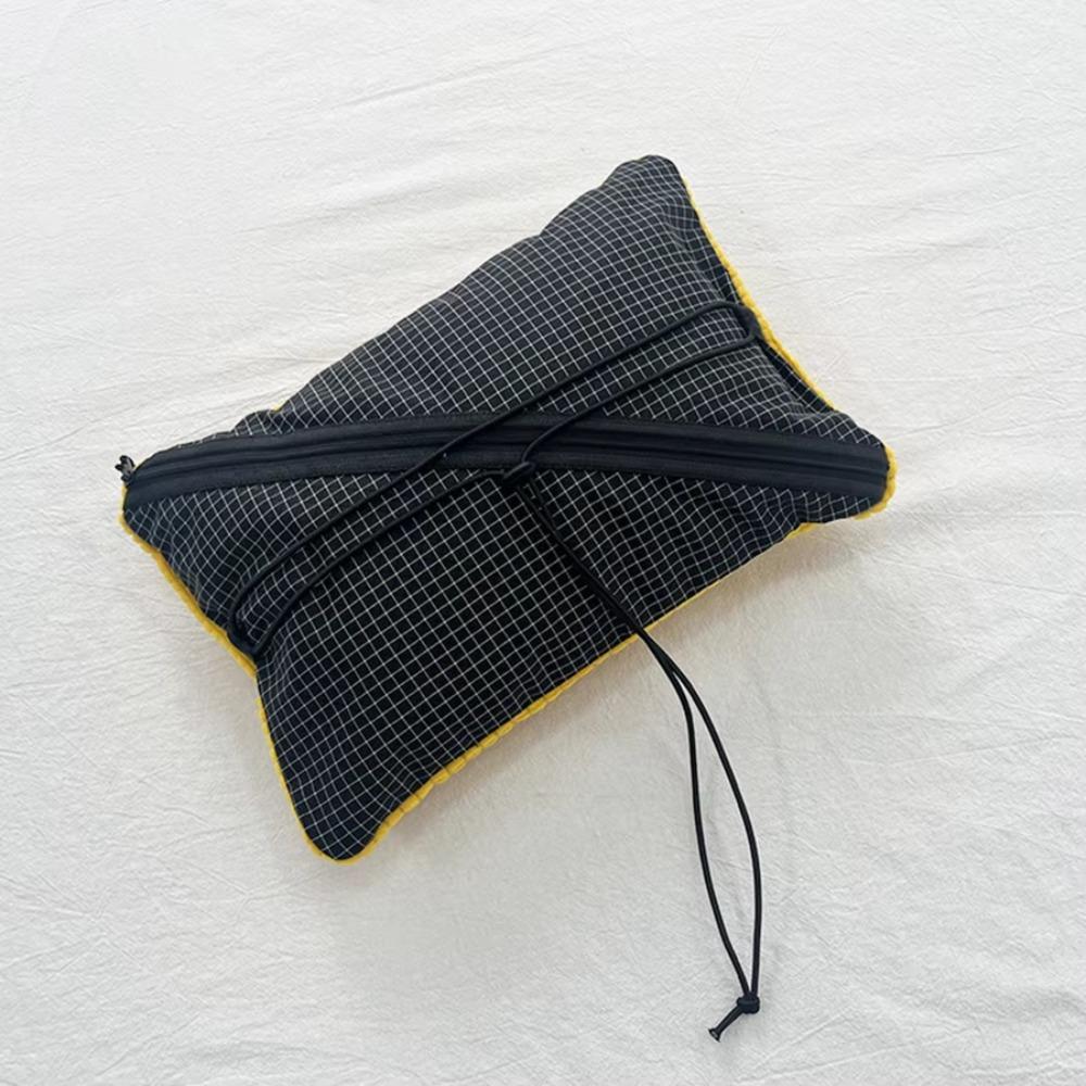 Grid Pattern Pillow Storage Bag 2-in-1 Camping Headrest Durable Travel Pouch Camping Sleep