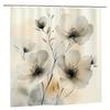Floral Shower Curtain - Soft Pastel Flower Design With Ink Lines, Easy To Clean | Perfect For Bathroom & Bathtub Decor