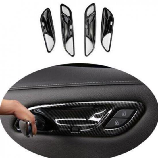 Carbon Fiber Interior Door Handle Bowl Cover Trim For Cadillac XT4 2019~24 Auto