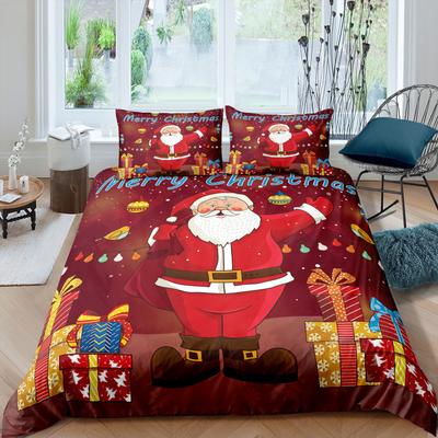 Frohe Weihnachten Bettwäsche-Set 3D-Druck Bettbezug-Set Hautfreundlich Einzel-Doppelgröße Schlafzimmerdekor Bettbezug-Set Weihnachten