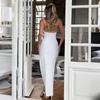 Women Summer Casua Halter Backless High Splice Solid Color Party Dress