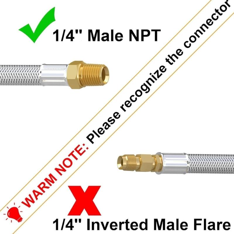 2pcs Stainless Steel Car Propanes Hoses with Integrated Pressure Meter for Accurate Gas Monitoring During Outdoor Use