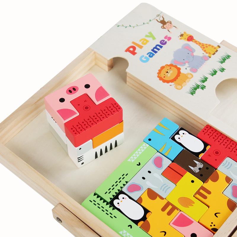 Kids' Enlightenment 3D Wooden Puzzle Blocks - Tetris Style Educational Toy
