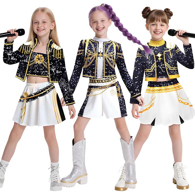 Christmas 3Pcs Kpop Costume Anime Rumi Mira Zoey Performance Stylish Outfits for Youth Dance Stage Halloween Party Outfits