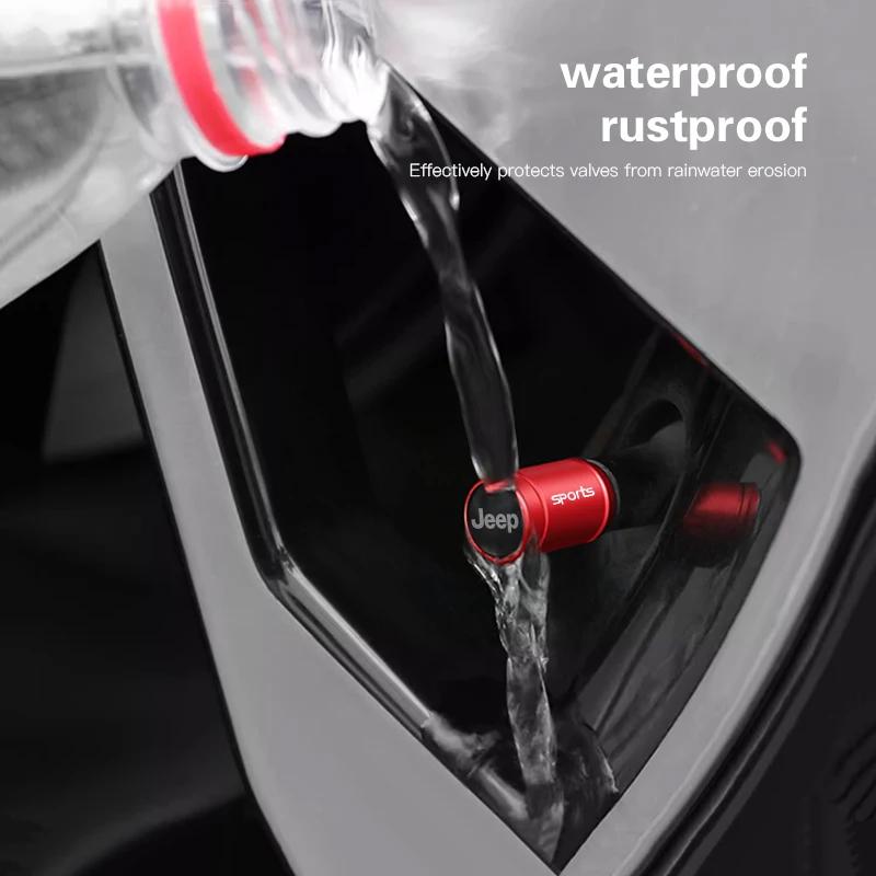 4Pcs Aluminum Alloy Tire Valve Stem Caps Dustproof Air Valve Caps Car Accessories For Jeep Wrangler Grand Cherokee Compass ANT1