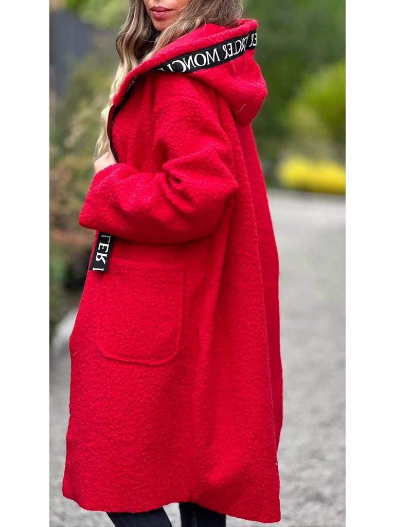 2024 Europäische und Amerikanische Herbst/Winter Lässige Kapuzenjacke aus Lammwolle