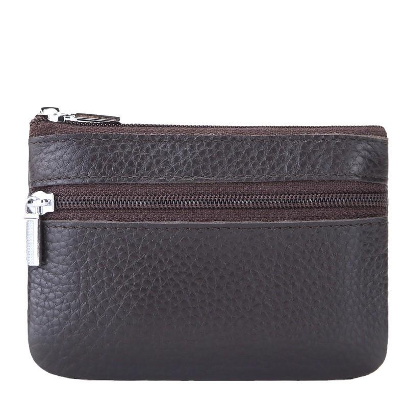 Portofel mini din piele de vacă autentică - portofel drăguț cu fermoar în stil coreean