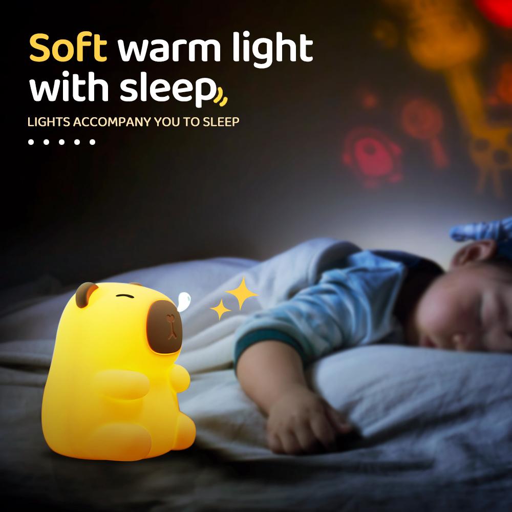 Capybara Niedliches Nachtlicht Silikonlampe 7 Farben Dimmbar Kinderzimmer Schlafzimmer Licht für Kinder USB Wiederaufladbare Touchlampe Deko Geschenk