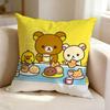 RRilakkumaa Bear Cute  Pillow Case Square DoubleSided Sofa Cushion Cover Bedroom Bedside Pillow