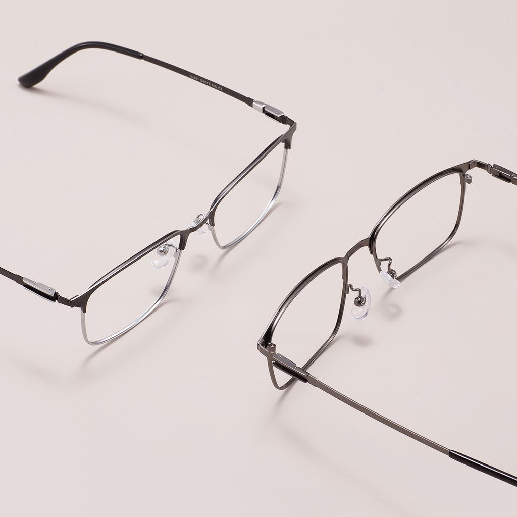 Men Metal Large Full Rim Rectangle Clear Eyeglasses Frame With Distinctive And Timeless Design For Optical Prescription Lens