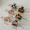 Vintage Mini Hair Claw Clip Acetate Checkered Tortoise Colorful Small Size Shark Clip Side Pins Hairpin Women Hair Accessories