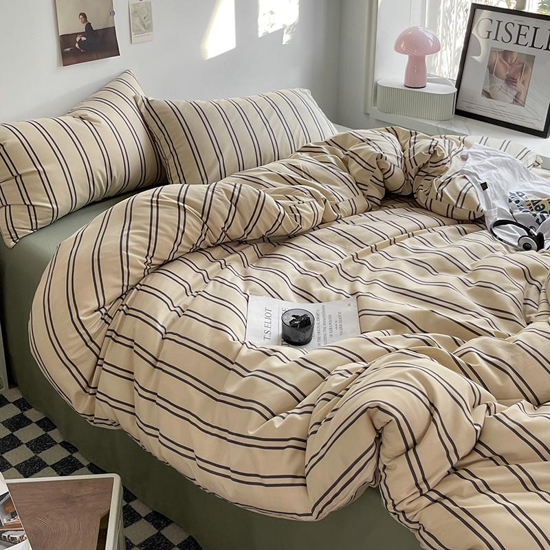 Pasiasty Zestaw Kołdry z Poszewką na Poduszkę Prześcieradło Pojedynczy Pełny Rozmiar Pościel Zestaw Poszwy na Kołdrę Queen/King Podwójne Pojedyncze Łóżko