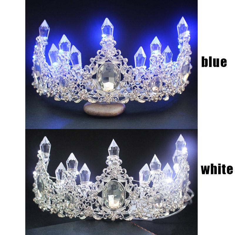 Braut Prinzessin Krone Diadem Leuchtender Strass LED-Licht Kopfschmuck Haaraccessoire für Hochzeit Cosplay Party Haarschmuck Schmuck