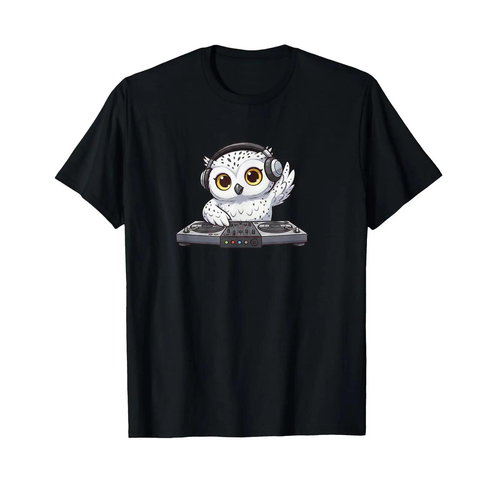 

Niedliche Schneeeule DJ Elektronische Tanzmusik T Shirt vintage Washed Soft fashion Stylish Casual Slightly streetwear 5XL різнокольоровий