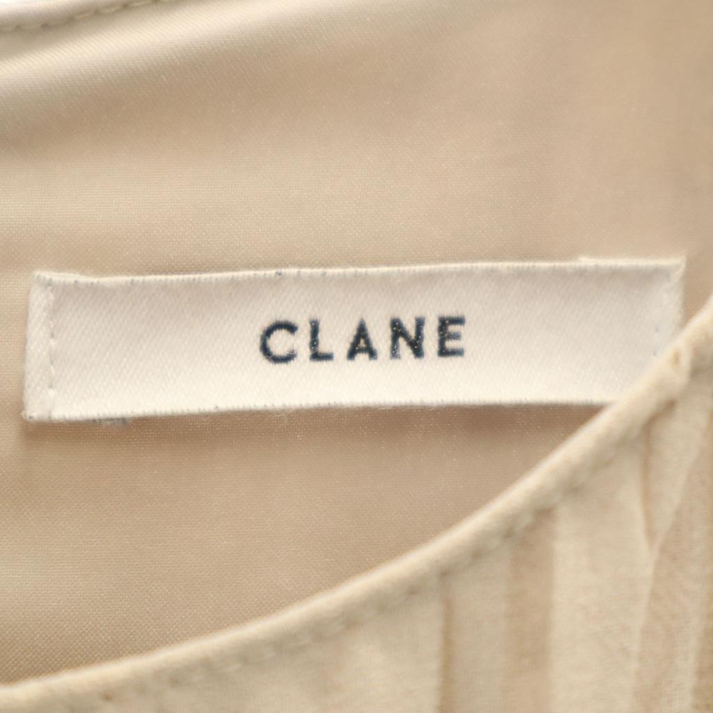 CLANE Floral pattern switching Short sleeve Pleated Long dress 1 beige Women Used