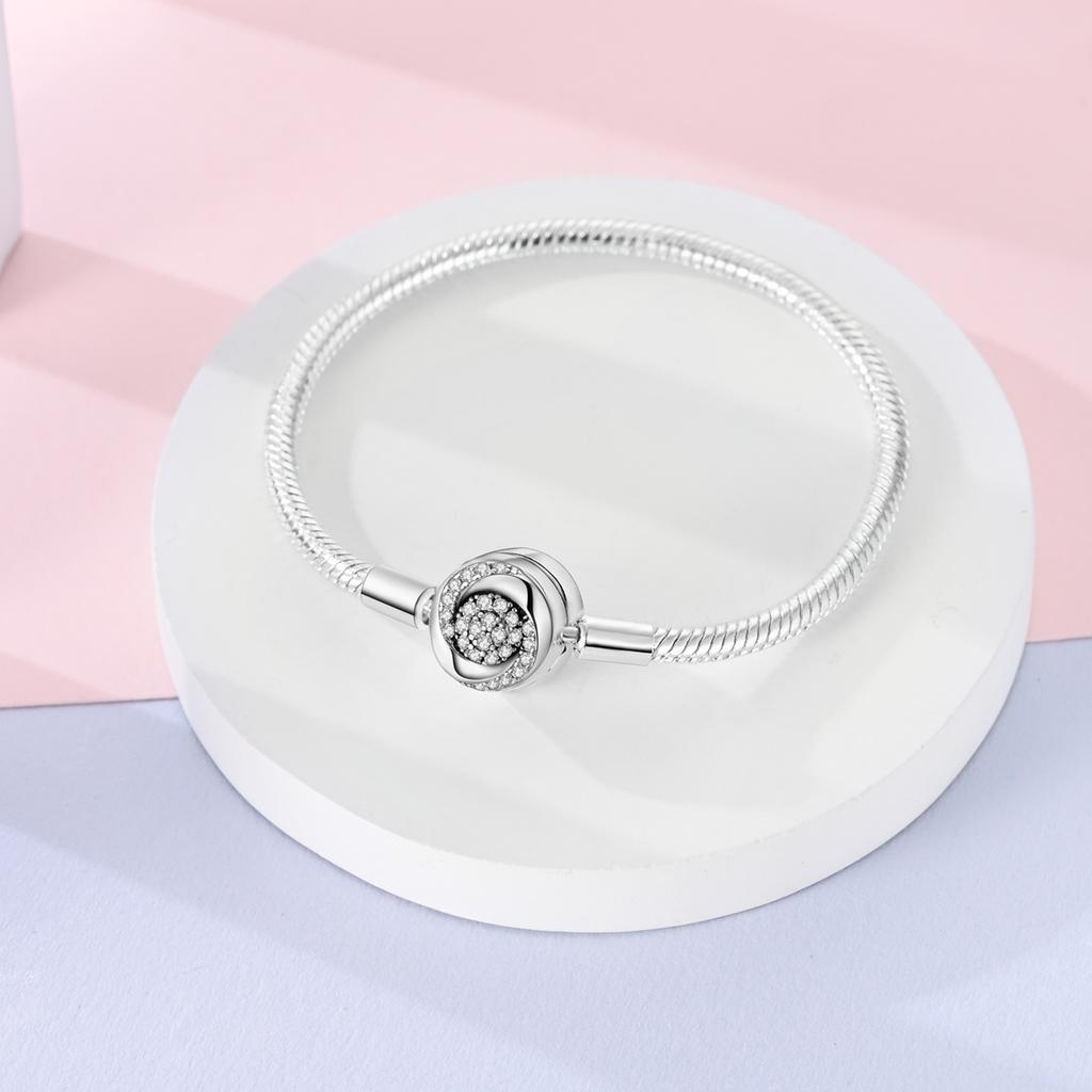 Silver Plated Bracelets 17-20CM Original Butterfly Stainless Steel Pulseras Bracelet Fit DIY Charms Beads Jewelry Gift For Women