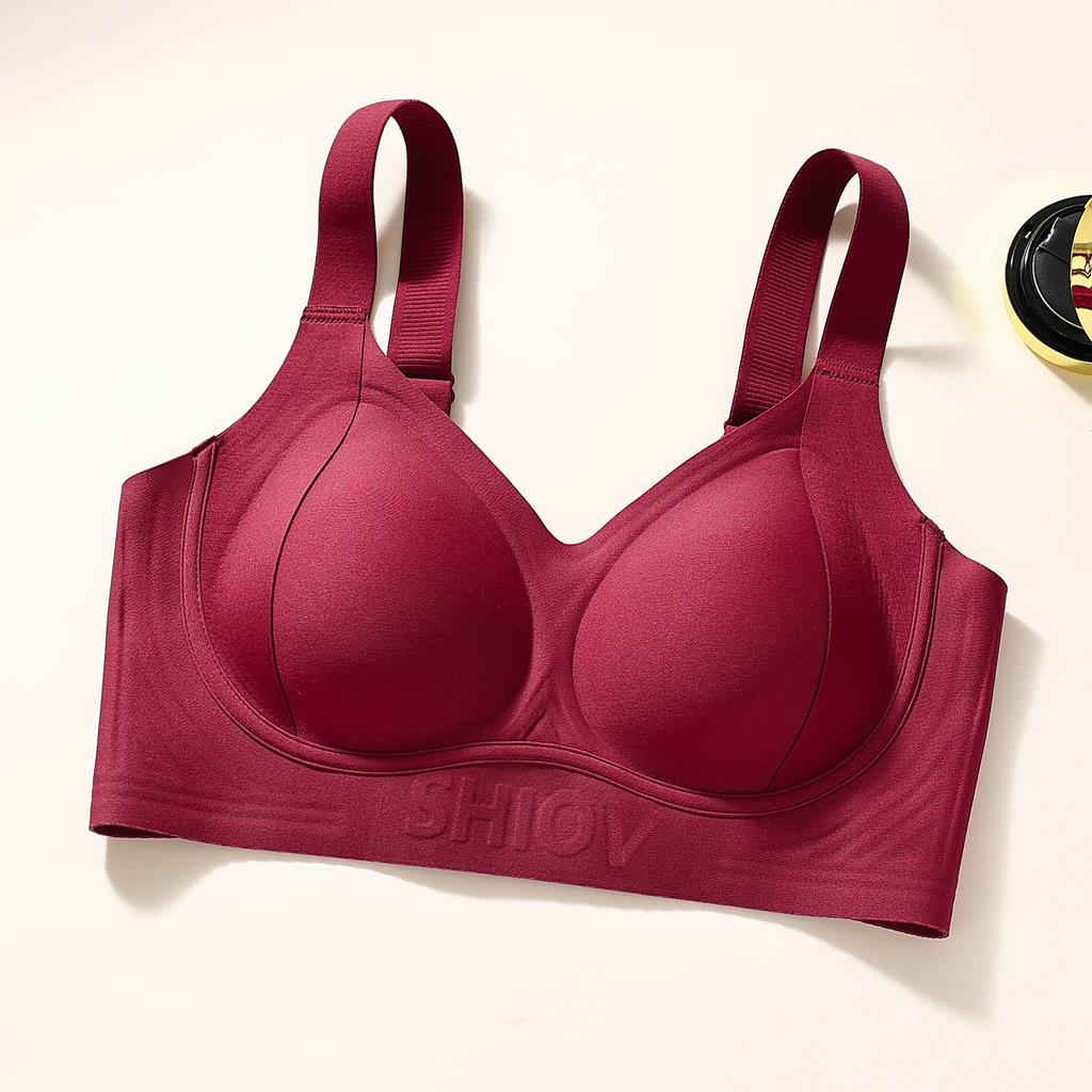 New Soft Support Pull Large Size Jelly Glue Fat Mm Fixed Cup Large Size Bra Cover Wide Shoulder Strap