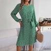 Women's Casual And Fashionable Long Sleeved Floral Print Pleated Skirt Dress Dress