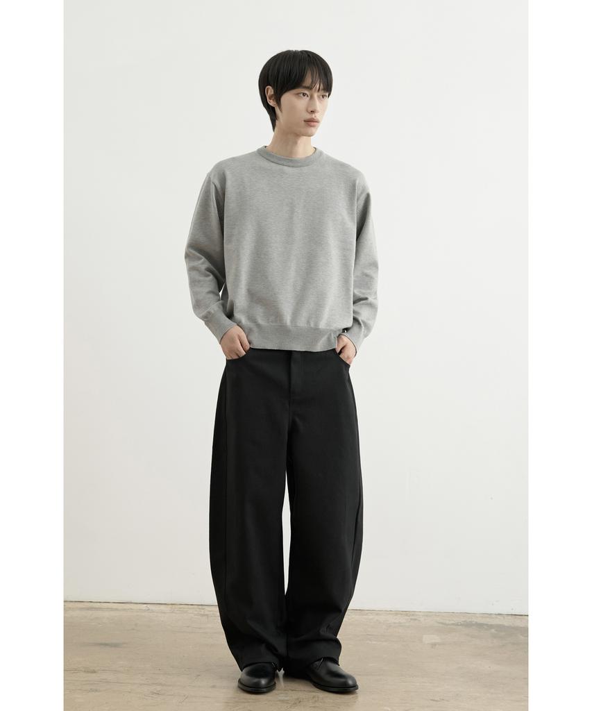 WHOLOVESART Washable Semi-Crop Knit Pullover Melange Gray