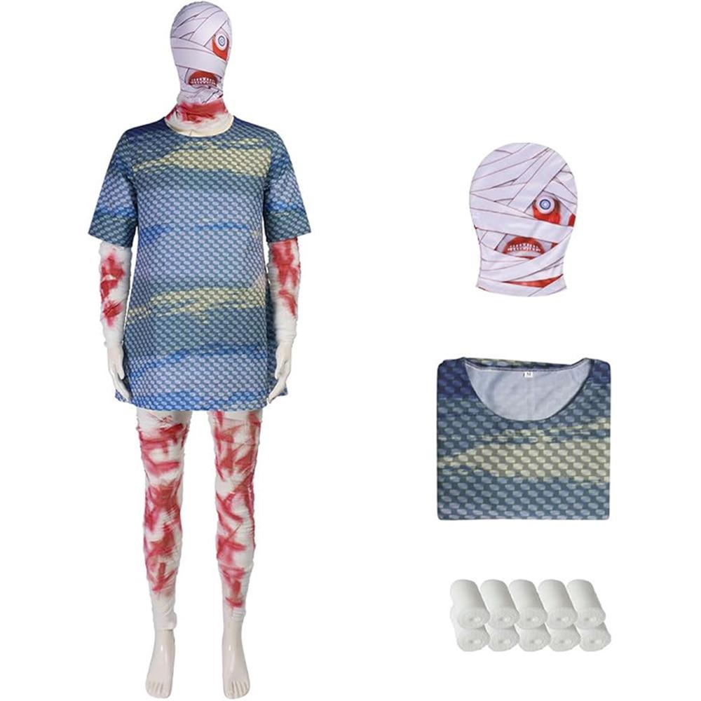 Cory Cosplay Costume Horror Bandage Look with Mask Creepy Halloween Outfit for Men