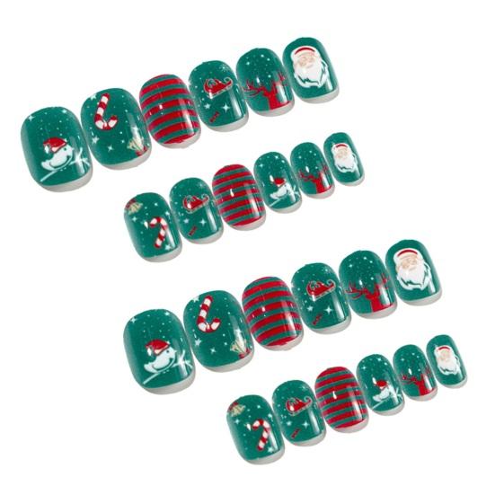 

24 шт./кор. накладные ногти пресс самоклеящиеся удобные для пользователя полное покрытие Рождественская серия детские ногти 11