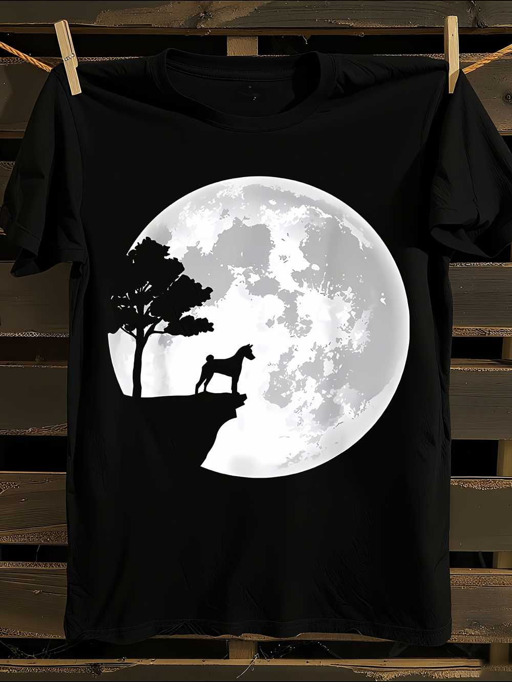 s Басенджи Собака и -Вдохновленная Полнолуние Футболка XXL