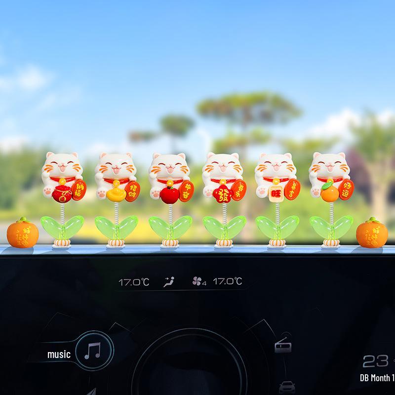 Cute Swinging Good Luck Cat Ornament for Car Screen or Console