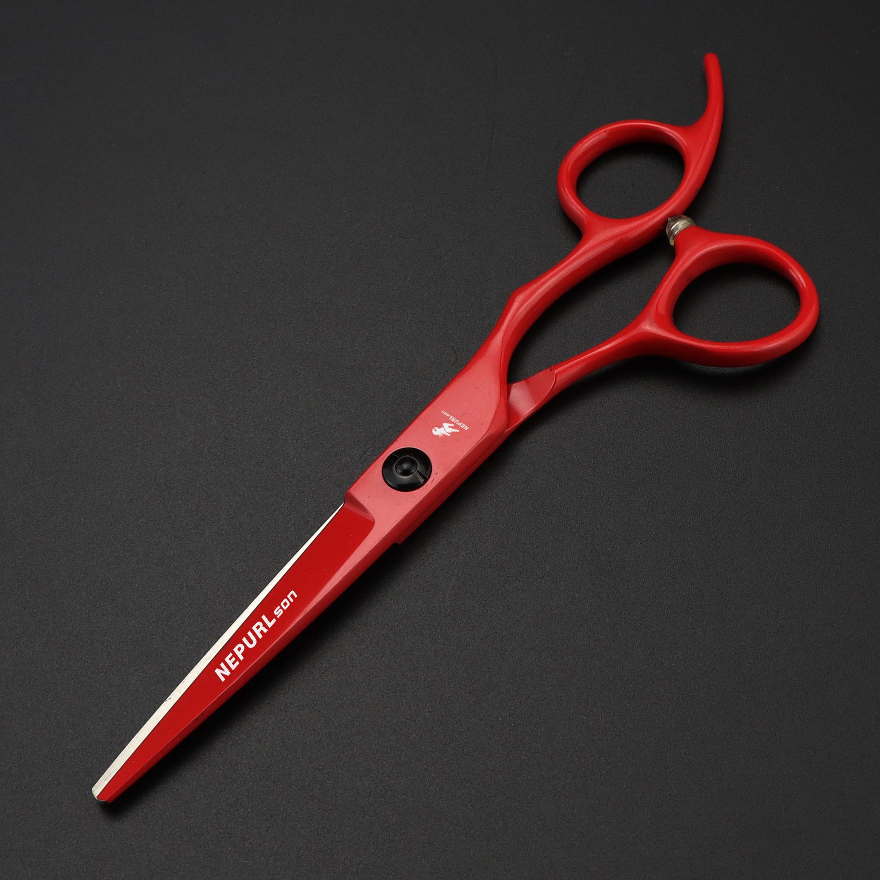 6.0 Inch Nimpson, Lacquered Red, Flat Scissors, Hair Scissors, Straight Scissors, Tooth Scissors 6.0inch straight scissors