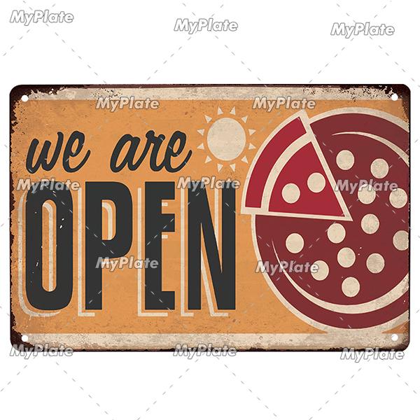 I Love Pizza Metal Poster Tin Sign Vintage Metal Sign Plate For Bar Pub Wall Decor Plaques Kitchen Wall Sign Bar Decor Poster