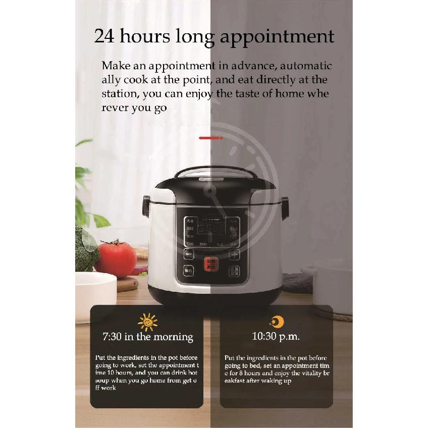 Portable Car Rice Cooker 2L Electric Truck Multi-Cooker Soup Porridge Cooking Food Steamer Electric Lunch Box 12V or 24V