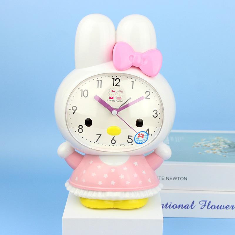 

Children s Cute Cartoon Rabbit Dual Music Alarm Clock Home Bedside Silent Sweep Second Snooze Night Light Clock Electronic