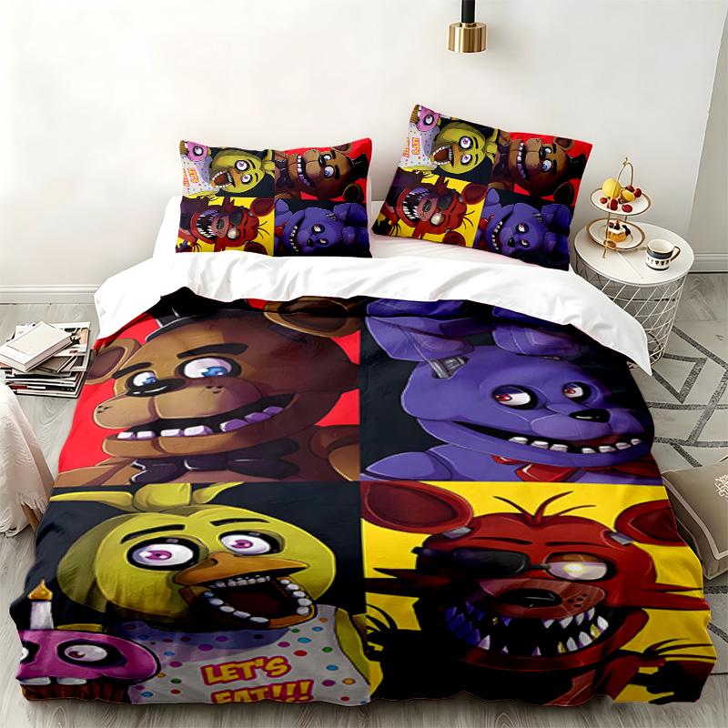 Five nights at freddy set da 3 pezzi Perfetto per la camera da letto Set di biancheria da letto confortevole include una copripiumino e due federe Ideale per compleanno o Natale g