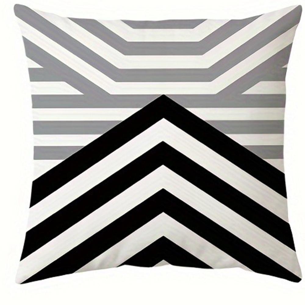 Fashionable and Simple Black and White Gray Geometric Pattern Printing Pillowcase Sofa Cushion Cover Home Room Decoration