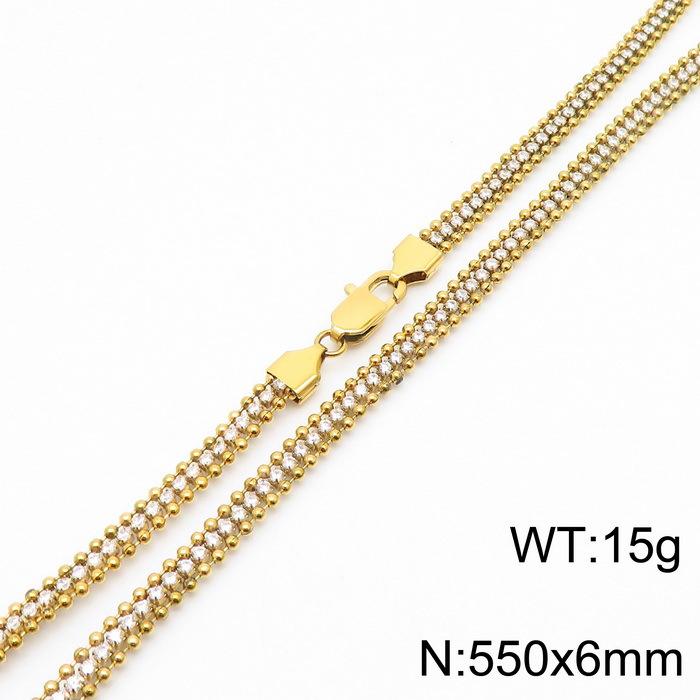 Minimalist Light Luxury Stainless Steel Zircon Chain Set Versatile High end Necklace Bracelet Two Piece Jewelry