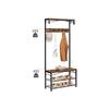 VASAGLE Coat Rack Stand, Industrial Coat Tree, Hallway Shoe Rack and Bench with Shelves, Hall Tree with Hooks, Matte Metal Frame
